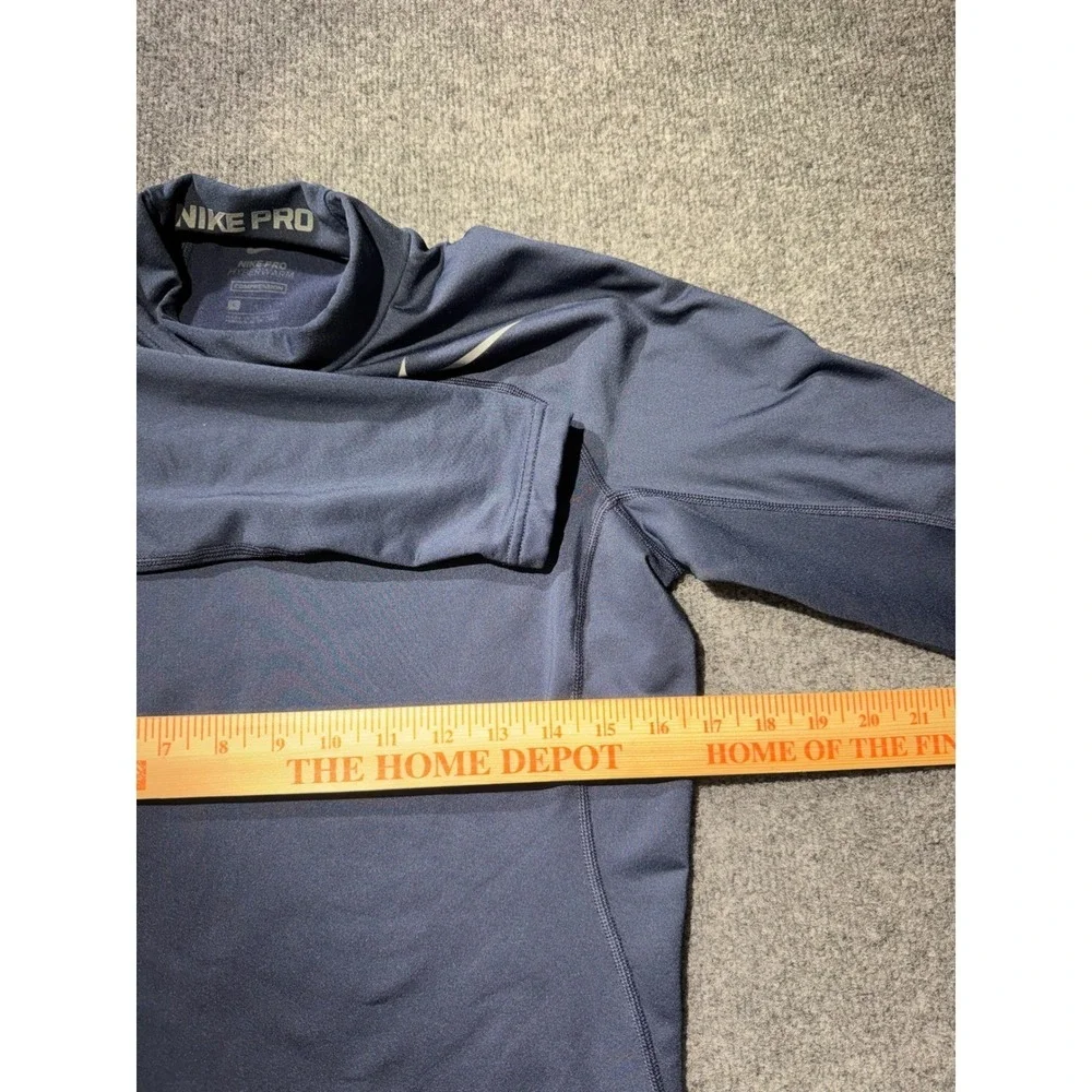 Nike Pro Hyperwarm Mens Large Navy Blue Compression Mock Neck Long Sleeve 867306